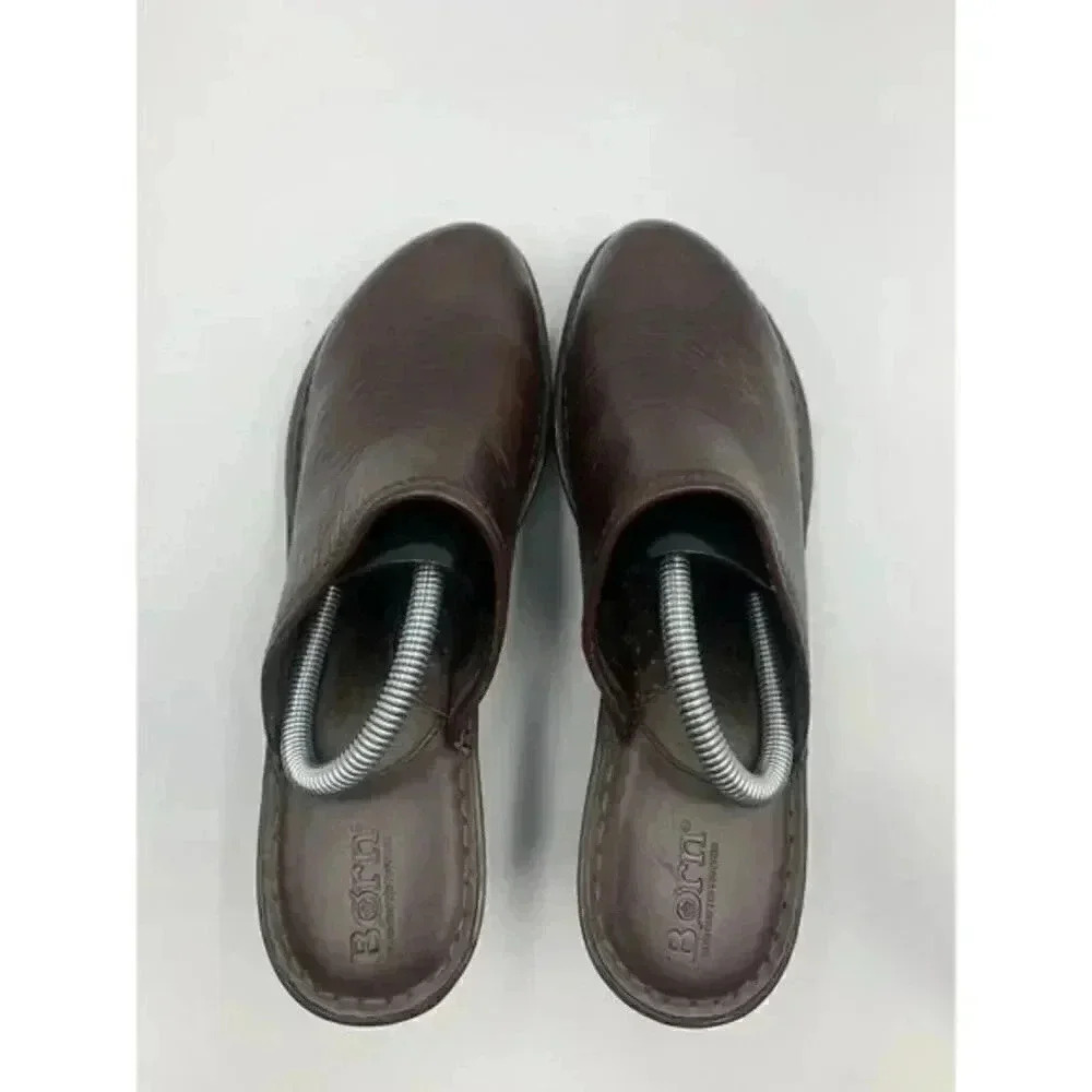 BORN Brown Leather Clogs Size 9 M/W - 40.5 - W61016‎ CKE9 - Picture 5 of 8